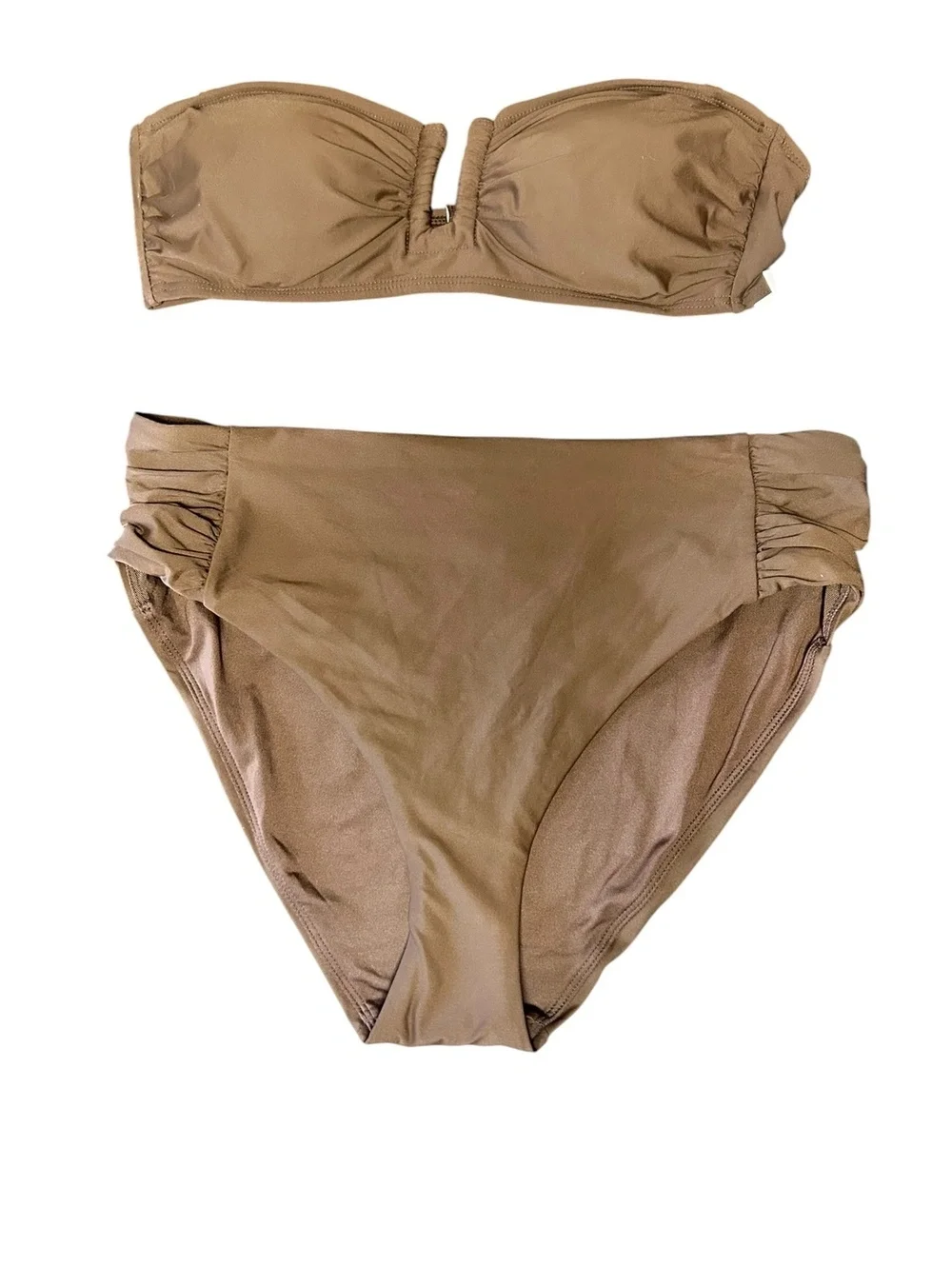 DKNY brown strapless bandeau bikini swimsuit set size Medium $70 NWT